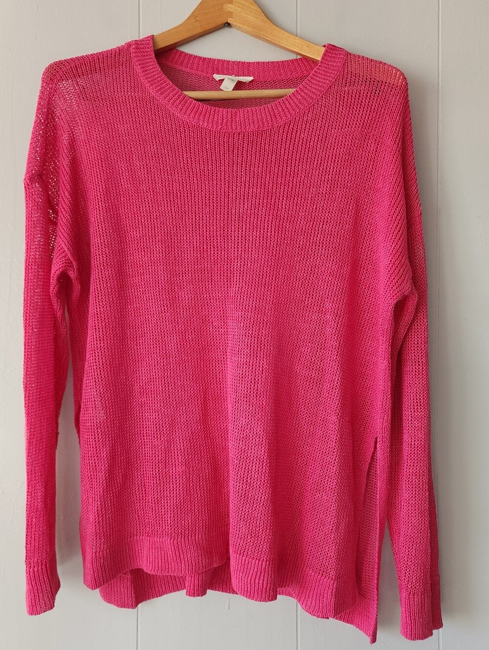 Eileen Fisher Open Knit Linen Pink Small Sweater
